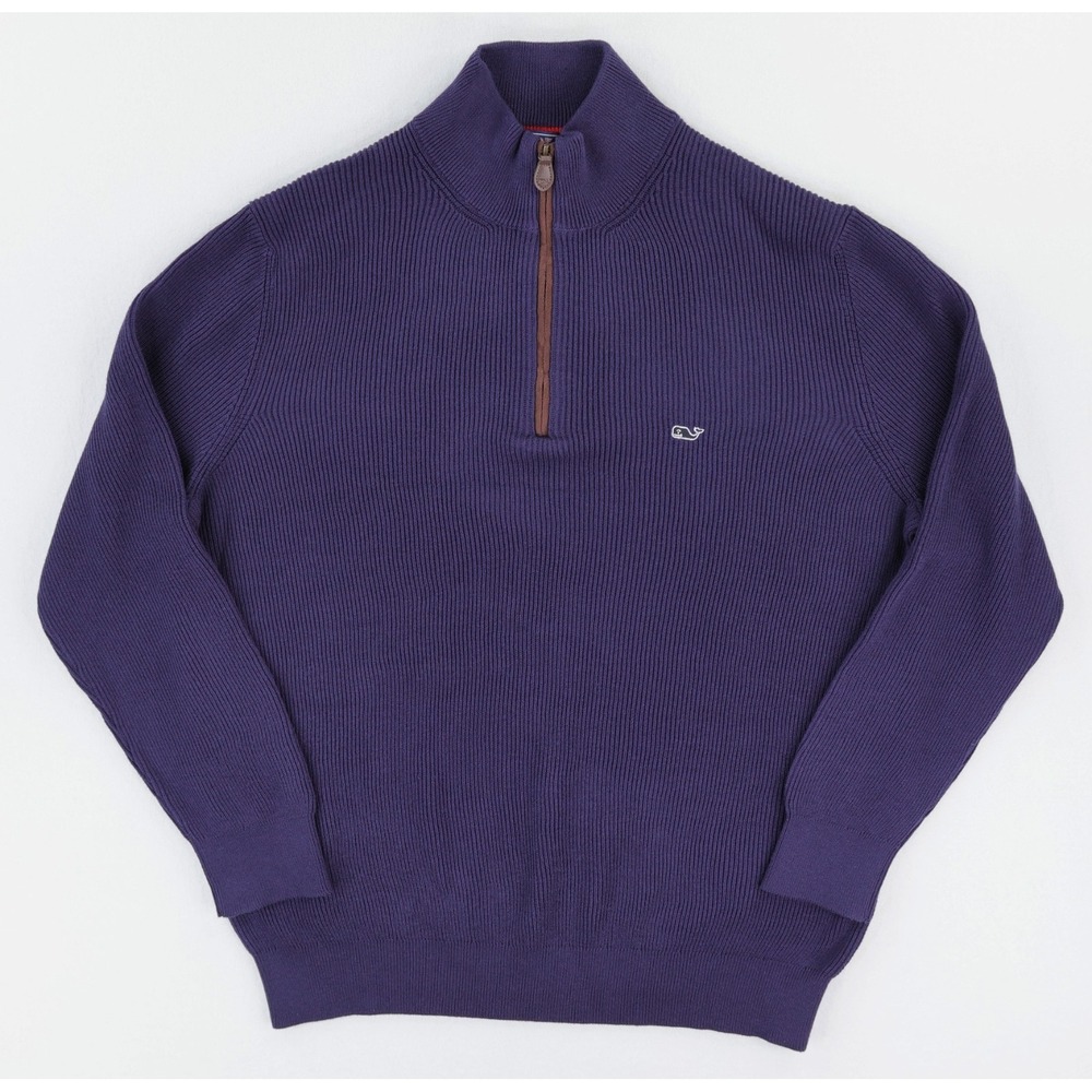 New Vineyard Vines Fisherman Quarter Zip Sweater Men's Large Nautical Navy NWT
